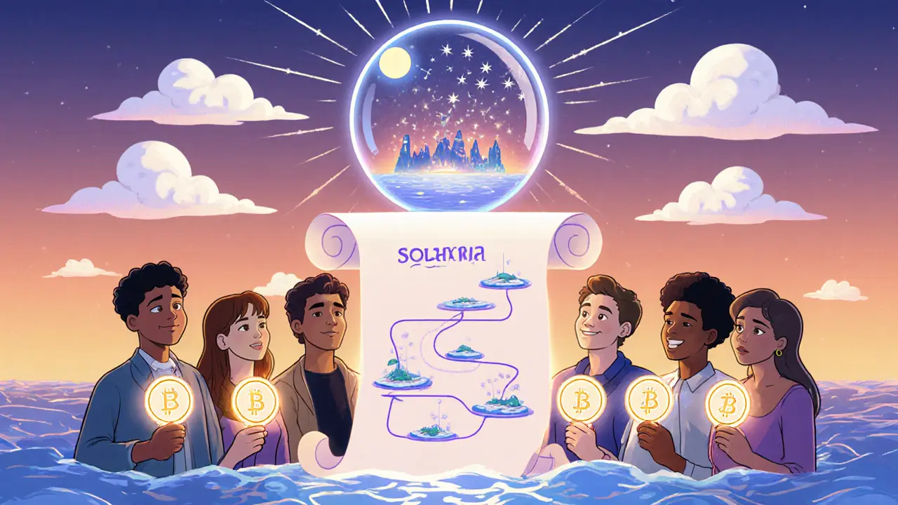 Comunidad celebrando la expansión a Solana con ZRX y una bola de cristal de precios.