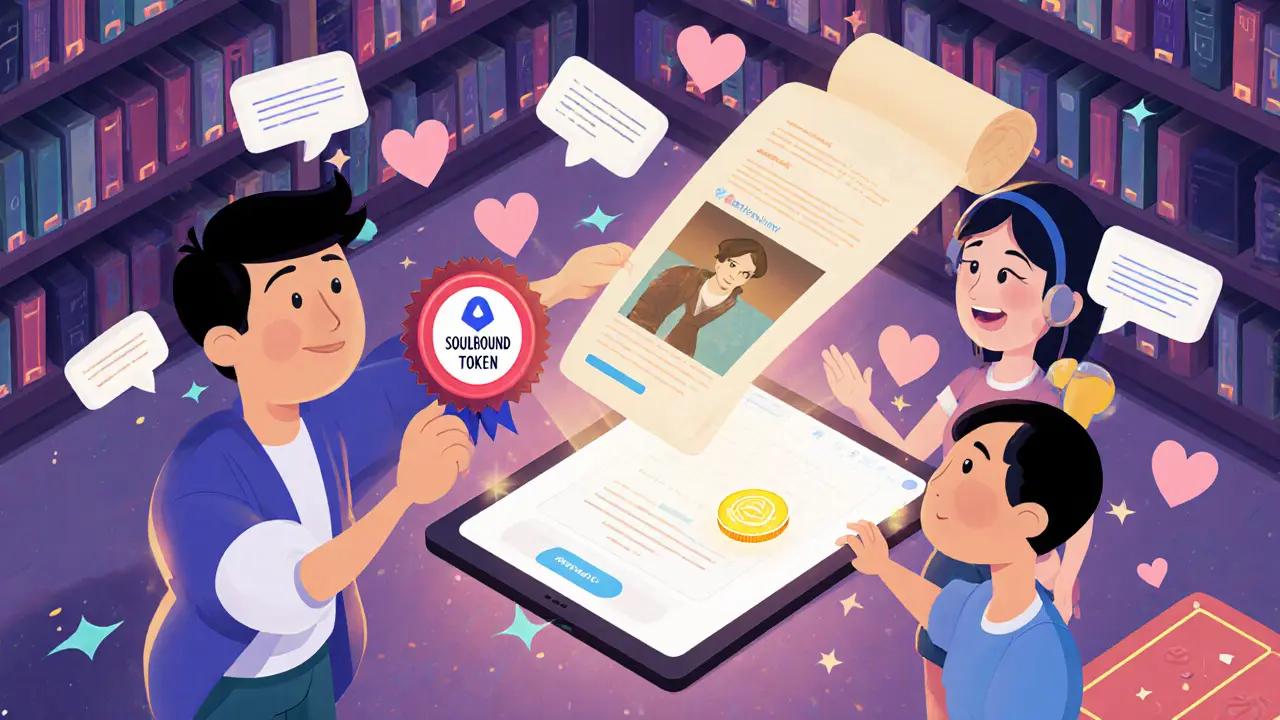 Un creador publica arte que se convierte en un NFT vivo, mientras seguidores lo recogen con credenciales digitales.