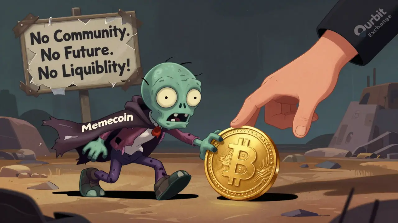 Un token zombie arrastra un manto mientras una mano lo alcanza desde una plataforma dudosa.