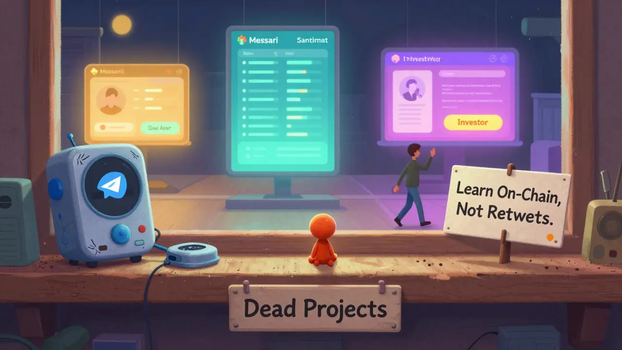 El token MA olvidado en una estantería de proyectos muertos, mientras plataformas exitosas brillan fuera de la ventana.