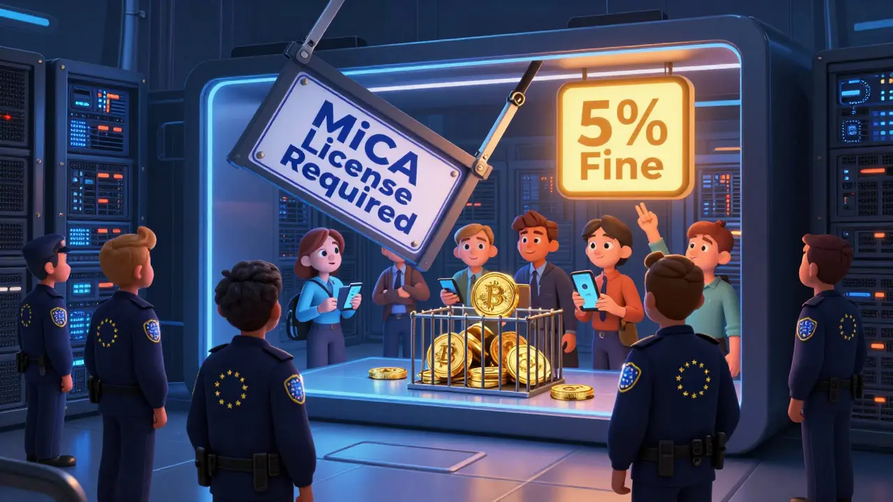 Plataforma de cripto cerrada por no tener licencia MiCA, con stablecoins encerradas.