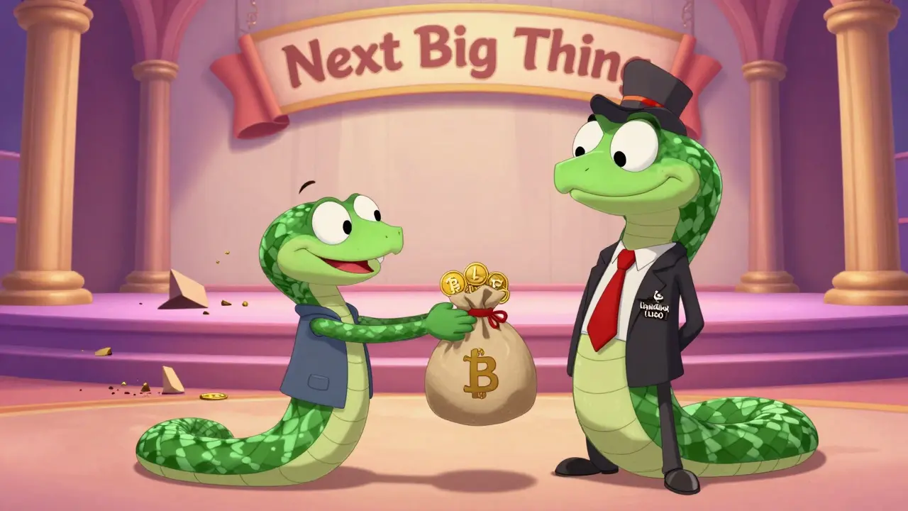 Un personaje ingenuo entrega cripto a un estafador disfrazado de asesor financiero.