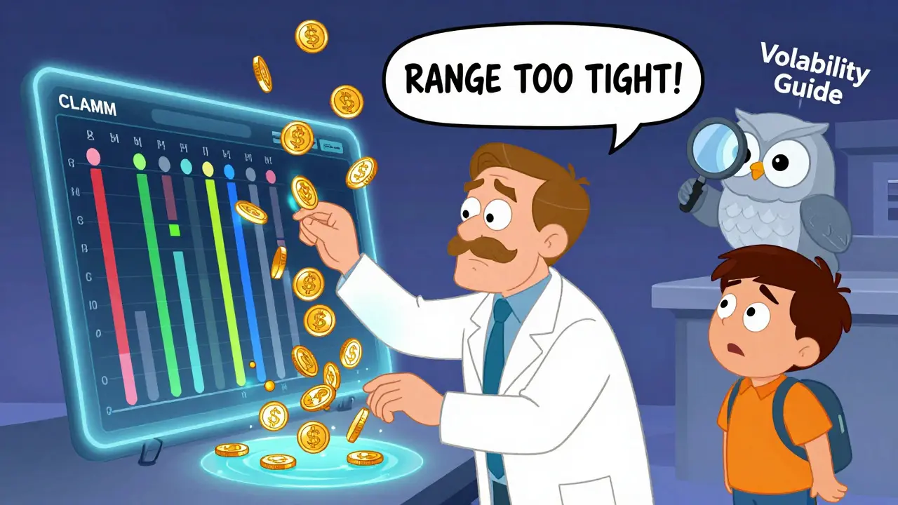 Un trader experimentado ajusta rangos de liquidez en un panel holográfico mientras un principiante mira confundido.