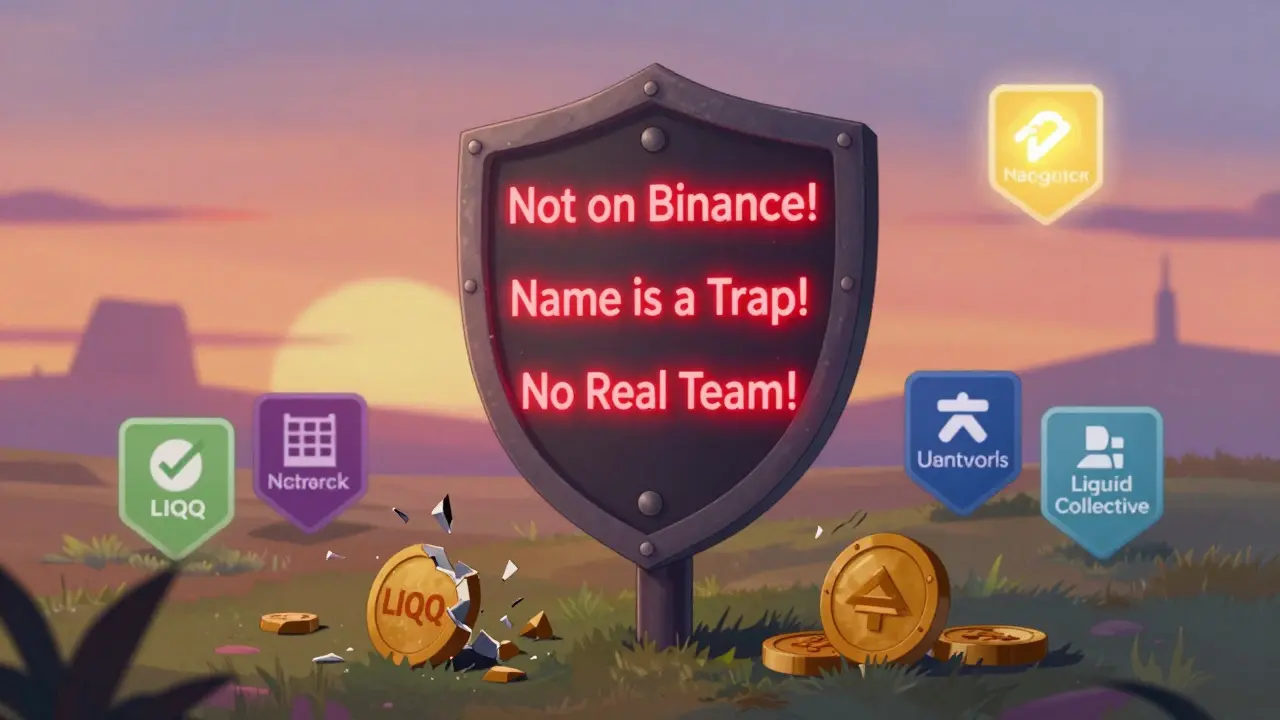 Una señal de advertencia protege contra estafas de criptomonedas falsas como LIQQ.