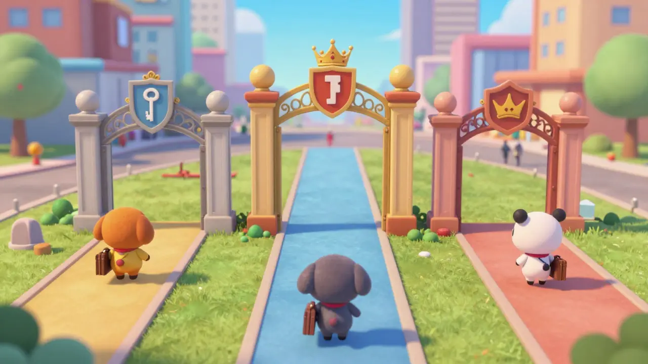 Emprendedores eligiendo entre diferentes puertas de licencia comercial