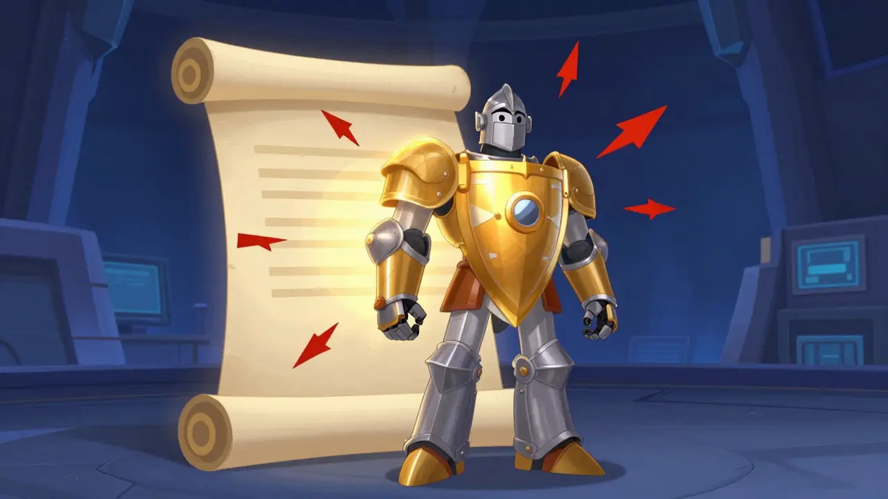 Escudo dorado protegiendo contrato inteligente de ataques