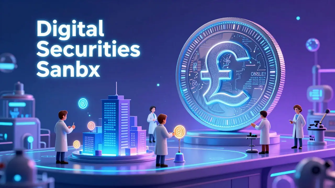 Laboratorio futurista de activos digitales y la libra digital en estilo Disney.