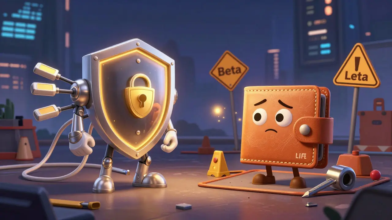 Comparación entre billetera establecida y billetera en fase beta