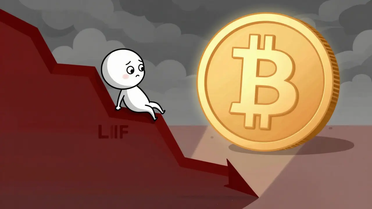 Gráfico descendente mostrando la caída del precio del token LIFE