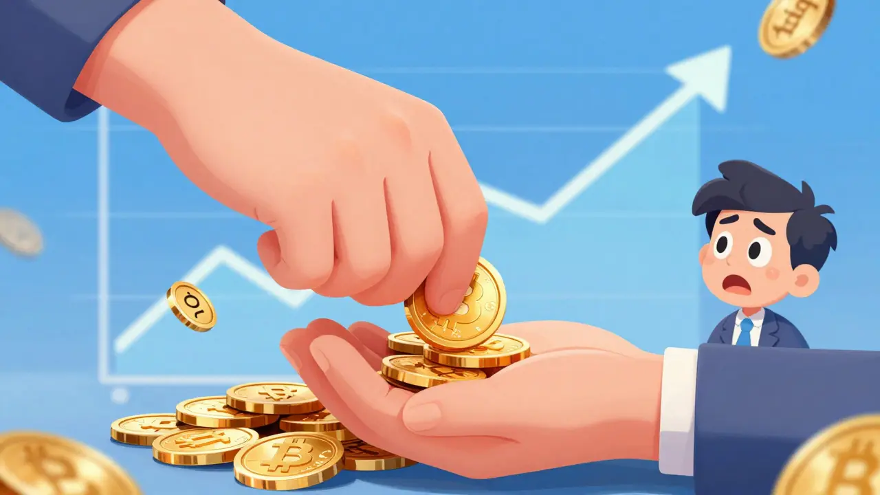 Ilustración Disney mostrando la presión de oferta y demanda sobre monedas de Bitcoin con gráficos ascendentes.