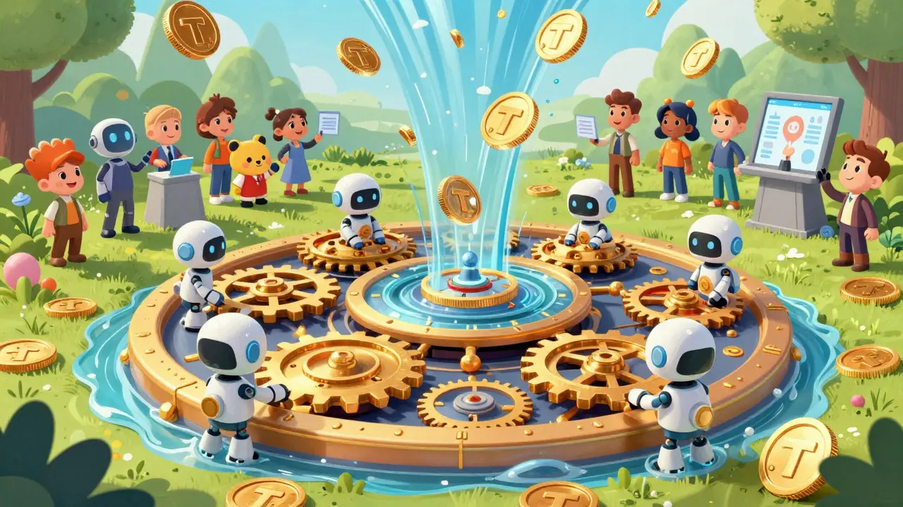 Monedas TOWNS alimentando un mecanismo de nodos y gobernanza