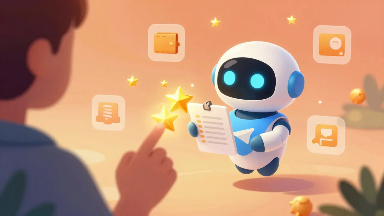 Robot de Telegram repartiendo puntos dorados en ilustración