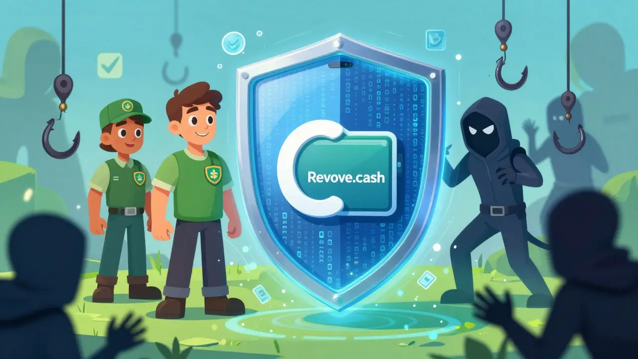 Un escudo digital protege a un usuario de hackers y estafas en un arte animado estilo Disney
