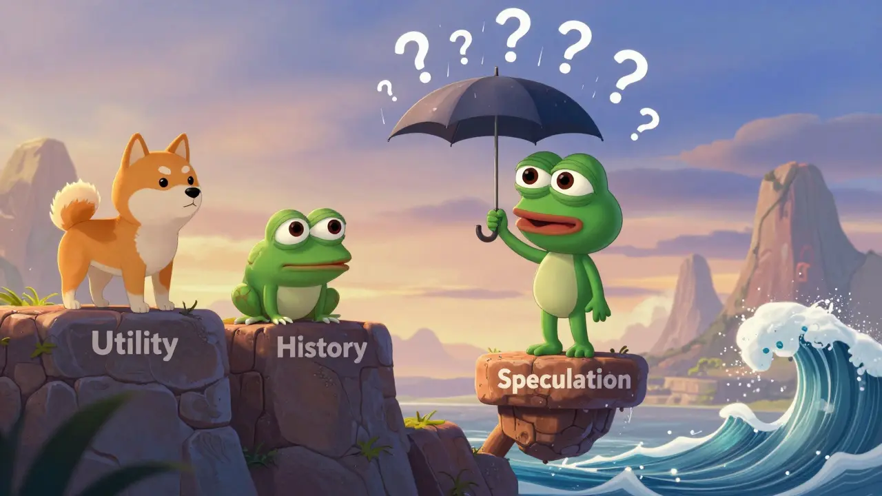 Comparación visual: Quq especulativo vs criptomonedas establecidas