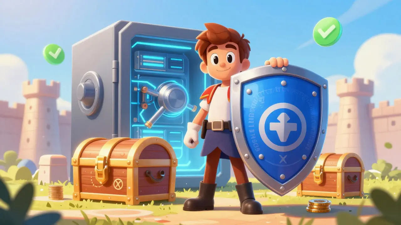 Guerrero Disney protegiendo activos cripto con un escudo de seguridad