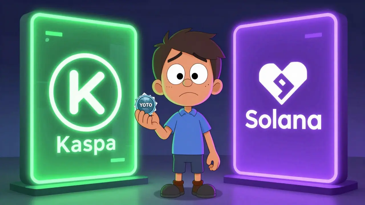 Inversor confundido frente a dos portales digitales contradictorios de Kaspa y Solana