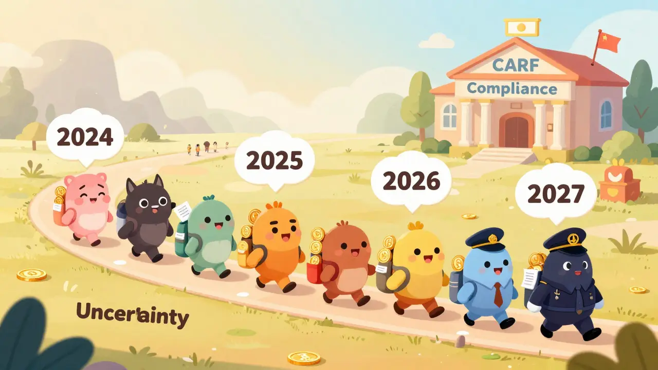 Personajes Disney viajando por una línea de tiempo hacia el cumplimiento CARF 2027