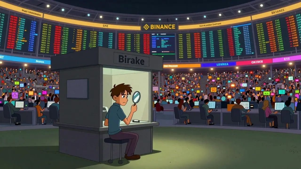 Trader dudoso comparando un exchange pequeño con uno gigante