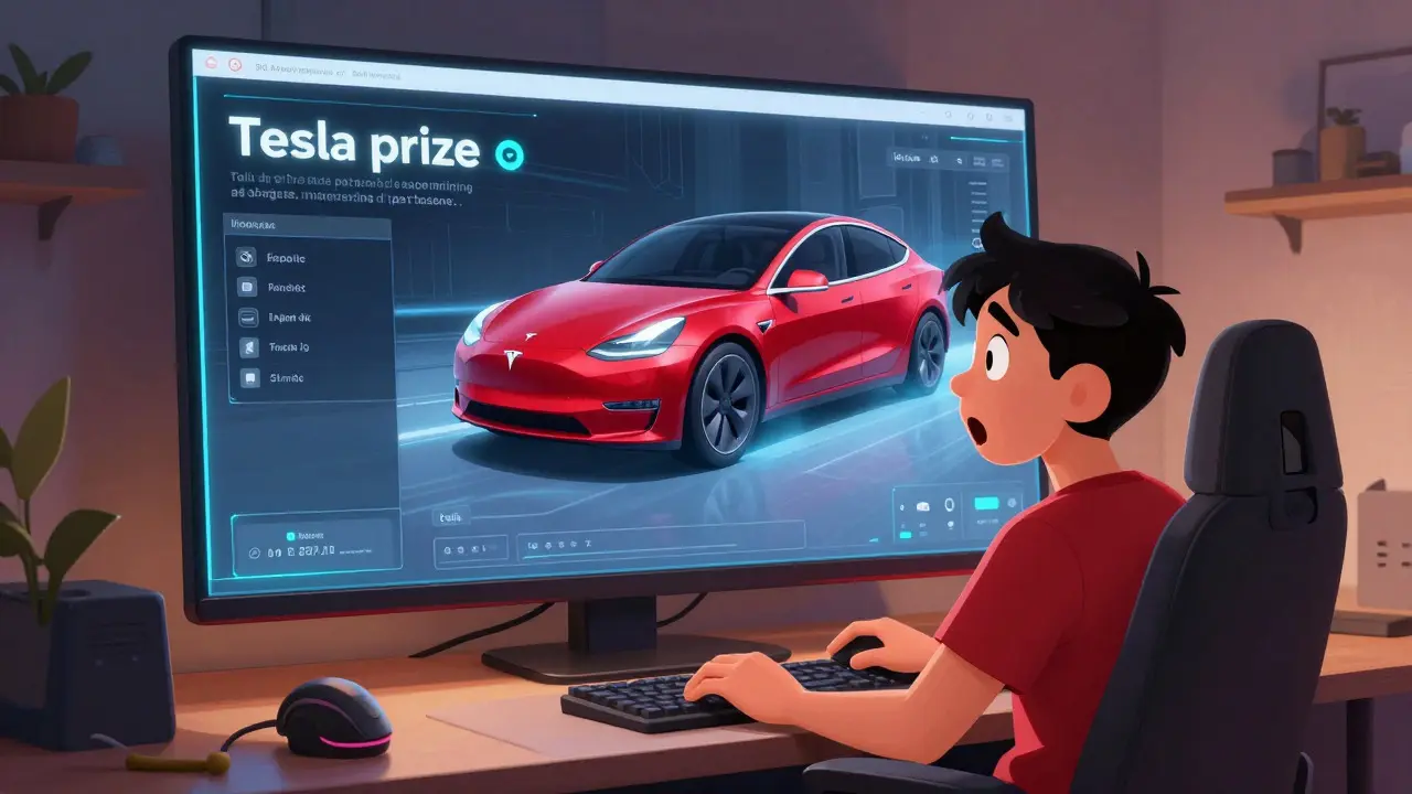 Jugador sorprendido viendo un coche Tesla aparecer en su inventario del juego