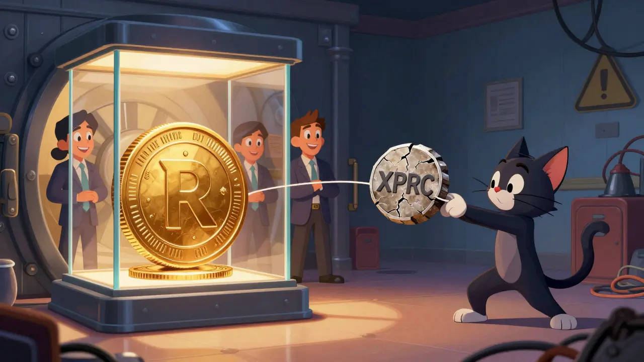 Comparación ilustrada entre una moneda segura y un activo especulativo